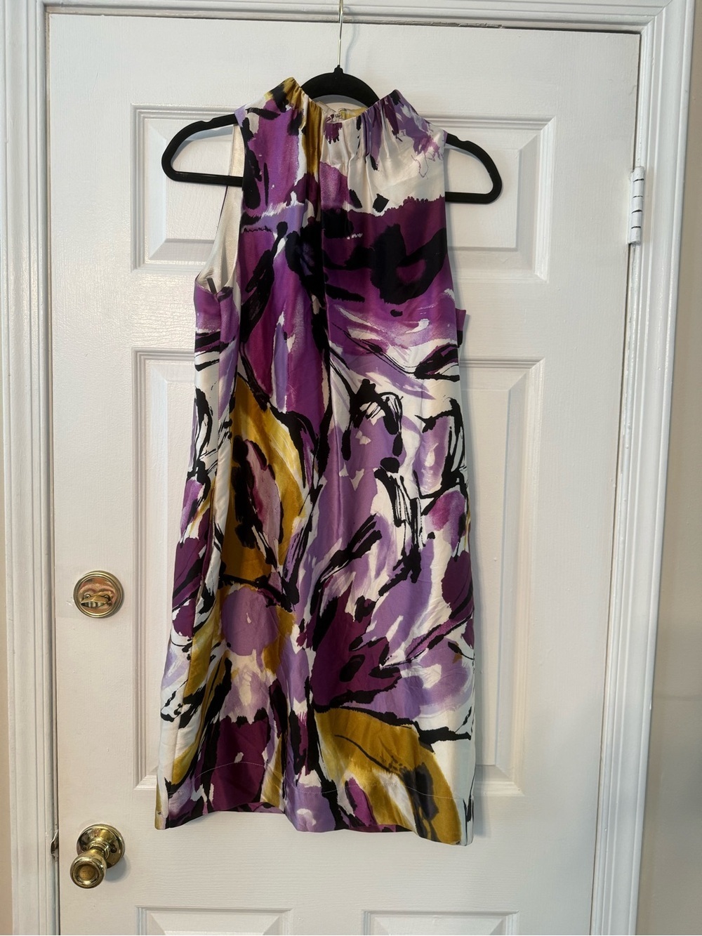 Taylor Purple Floral-Print High-Neck Mini Dress